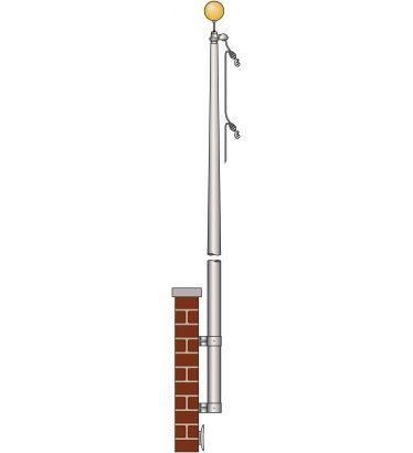 20' Standard Commercial Vertical Wall Mounted Flagpole